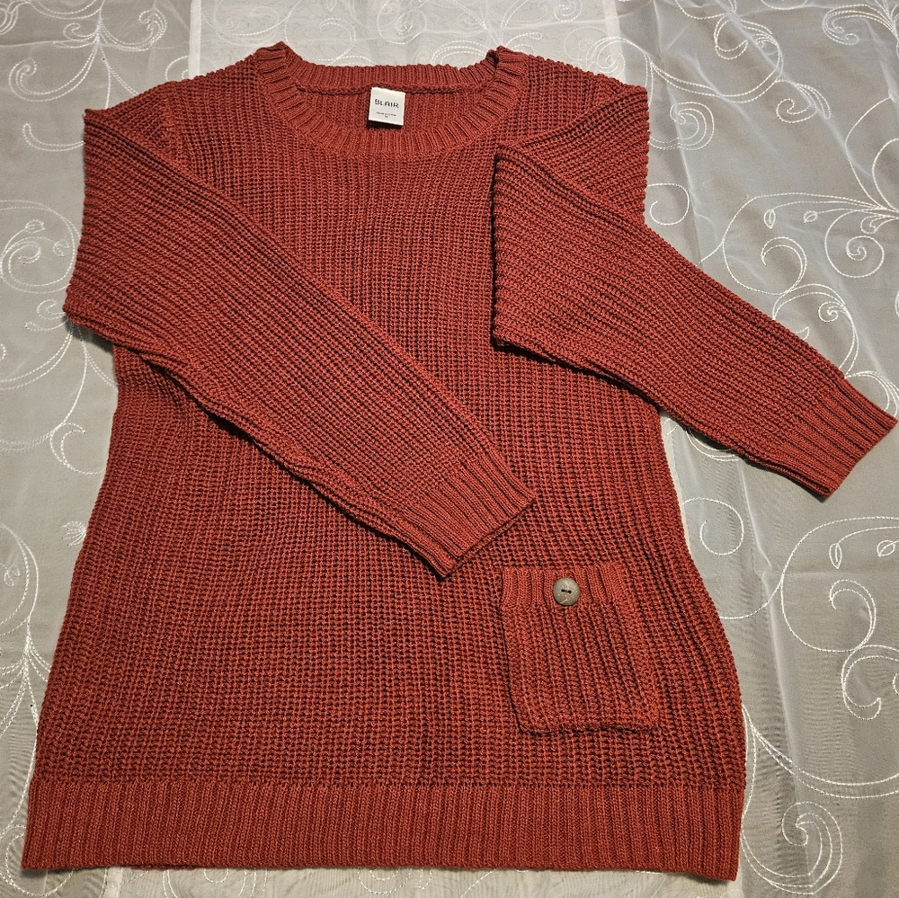 Blair Red Shaker-knit Sweater.  Never Worn.
